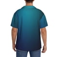 thumbnail image 3 of Lsque Blue and Teal Gradient Print Men's Cuban Collar Short Sleeve Shirt Summer Beachwear Casual Button Down Fashionable Vacation Leisure Shirt-4X-Large, 3 of 5