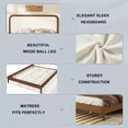 thumbnail image 4 of Christopher Knight Home Minimalist King Wood Bed Frame with Upholstered Curved Headboard, Brown Oak, 4 of 9