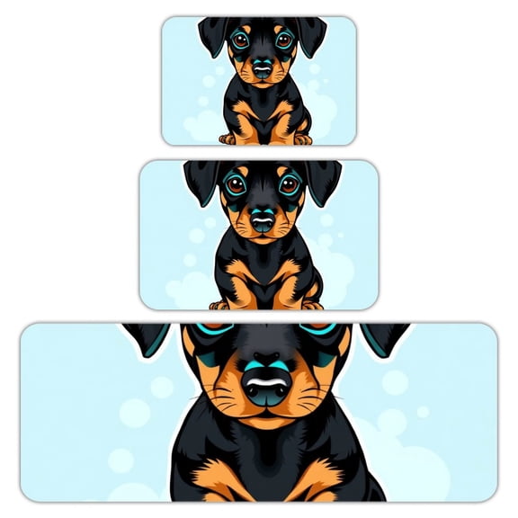 RKSupls Kitchen Rug Set 3 Piece Anti-Slip Flannel Floor Mats, Dachshund Puppy Portrait Washable Absorbent Runner Mats for Kitchen Bathroom Home Decor