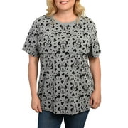 Disney Minnie Mouse All-Over T-Shirt Gray (Women's Plus)