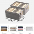 thumbnail image 3 of 2 pack canvas storage box set with transparent lid for clothes or bedding storage, Grey, 3 of 8