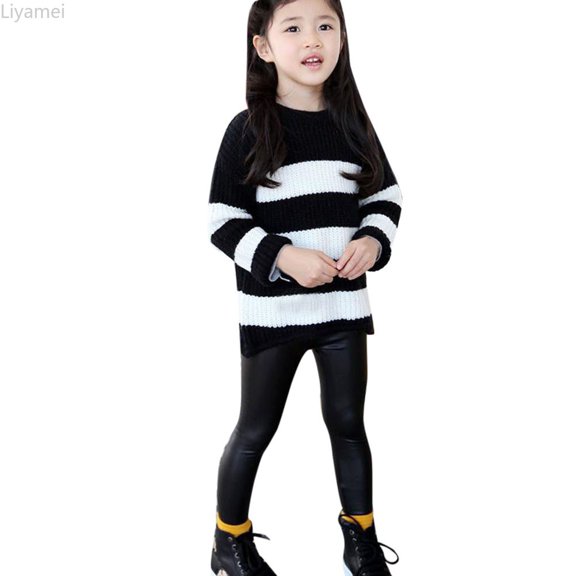Liyamei Children Trousers Leggings Kids Classic Baby Girls Elastic Pencil Pants Soft And Elegant Pants Trousers Girls Leggings Size Black 6-8 Years