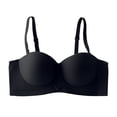 thumbnail image 2 of YWDJ Lounge Bras for Women Plus Size Sleep Bras Size Small No Underwire Comfy Bras Adjustable Straps Half Cup Push up Wrap Lounge Bras Padded Comfy Bras Solid Comfortable Bras Black S, 2 of 3