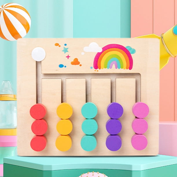 Juguetes de aprendizaje Montessori Slide Color and Shape Matching Preschool Logic Game para niños pequeños (5 colores)