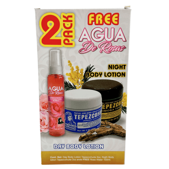 Del Indio Papago Limited Edition Tepezcohuite Day & Night Facial Creams (2oz) + FREE ROSE WATER INCLUDED!