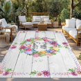 thumbnail image 2 of Spring Easter Outdoor Rug for Patio/Deck/Porch, Non-Slip Large Area Rug 5 x 7 Ft, Watercolor Eggs Tulips Flower Wreath Wood Gray Indoor Outdoor Rugs Washable Area Rugs, Camping Rug Carpet Runner, 2 of 8