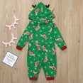 thumbnail image 5 of Louist Family Matching Christmas Pajamas Set Sleepwear Jumpsuit Hoodie with Hood Matching Holiday PJ's for Family (Green/6-9M), 5 of 7
