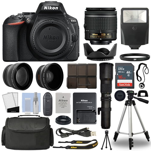 Nikon D5600 DSLR Camera + 4 Lens 18-55mm VR + 500mm + 16GB Telephoto