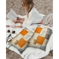 thumbnail image 4 of Modern Orange Grey Khaki Patchwork Outdoor Pillow Covers Set of 2,Decorative Waterproof Throw Pillow Case,Abstract Geometric Graffiti Cotton Linen Soft Cozy Cushion Pillowcases, 4 of 7