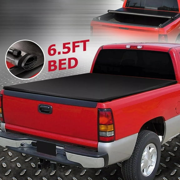 Kojem 6.5FT Roll up Truck Bed Tonneau Cover for 1999-2007 Chevy Silverado GMC Sierra Vinyl Black
