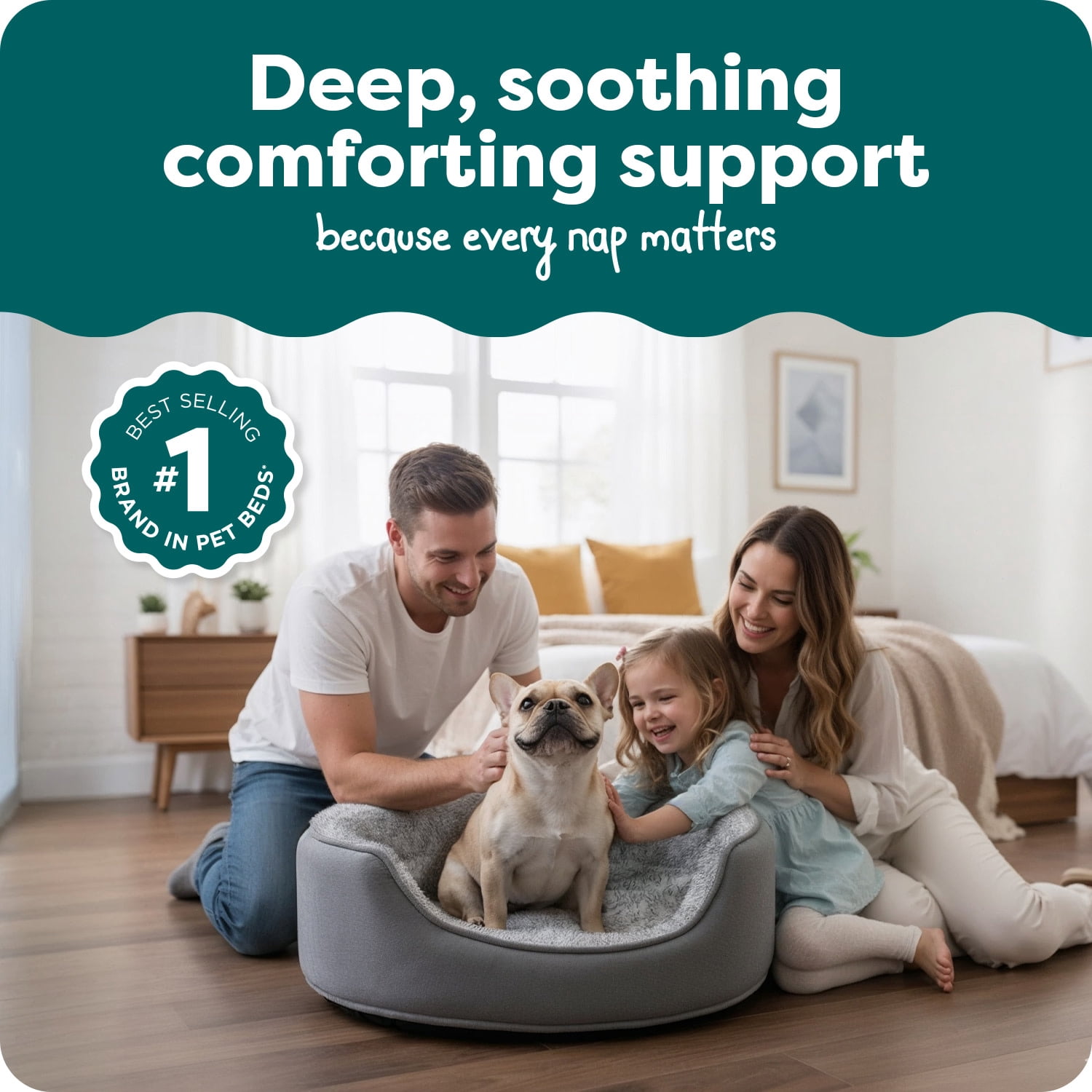 FurHaven Pet Products | Two-Tone Fur & Suede Oval Pet Bed for Dogs & Cats - Medium, Gray
