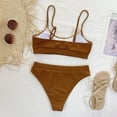 thumbnail image 6 of BONIXOOM One Piece Swimsuit Women Underwire Elastic Printed Two-Piece Sets High Cut Summer Swimwears on Clearance Coffee Size 8, 6 of 7