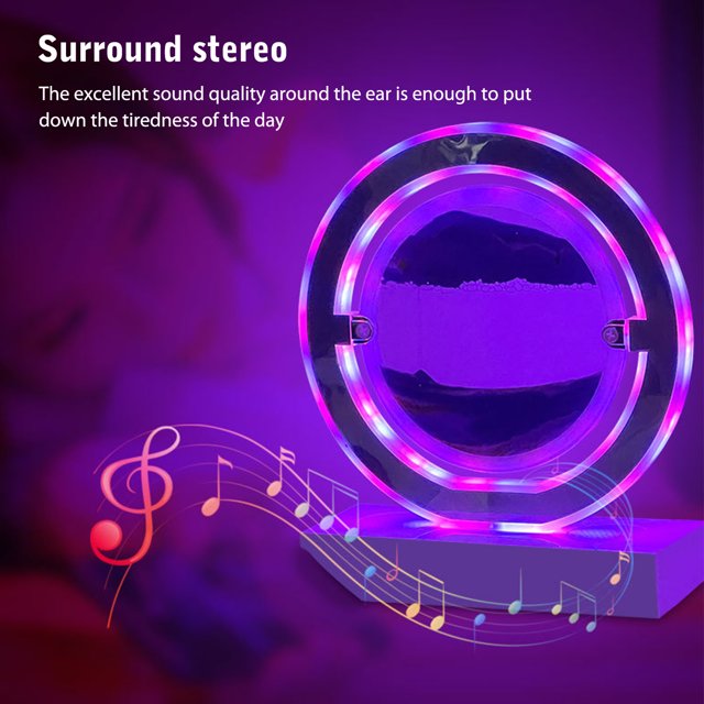 Luz De Noche De Dibujo De Arena Sand Painting Night Light Bluetooth compatible 5.1 Speaker Decor (Round Blue)