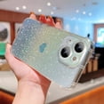 thumbnail image 4 of Compatible with iPhone 15 6.1" Gradient Bling Glitter Clear Case, Cute Heart Laser Holographic Case with Camera Lens Cover Protector Soft Shockproof Phone Cover for Women Girls (Blue Heart), 4 of 10