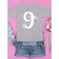 thumbnail image 3 of Number 9 With Flowers T-Shirt Juniors -Image by Shutterstock,  x-Large, 3 of 4