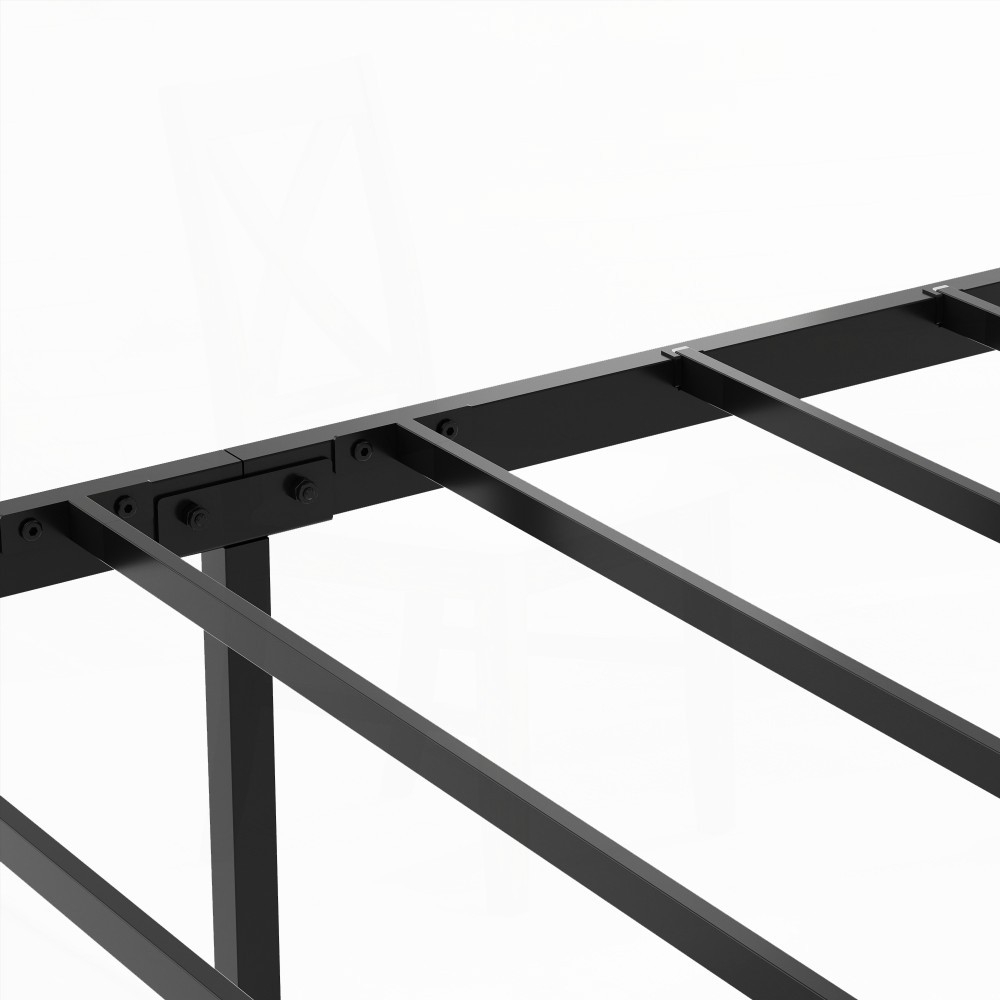 Queen Size Bed Frame - Storage Headboard, LED Light & Charging - Noise Free, Easy Setup