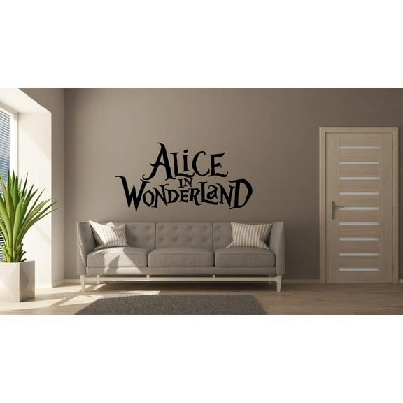 Alice In Wonderland - Cute Alice In Wonderland Wall Art Sticker Décor Vinyl Decal Home Decoration For Boys/Girls Children Room Alice In Wonderland Font Home Bedroom Design Sticker Size (8x10 inch)