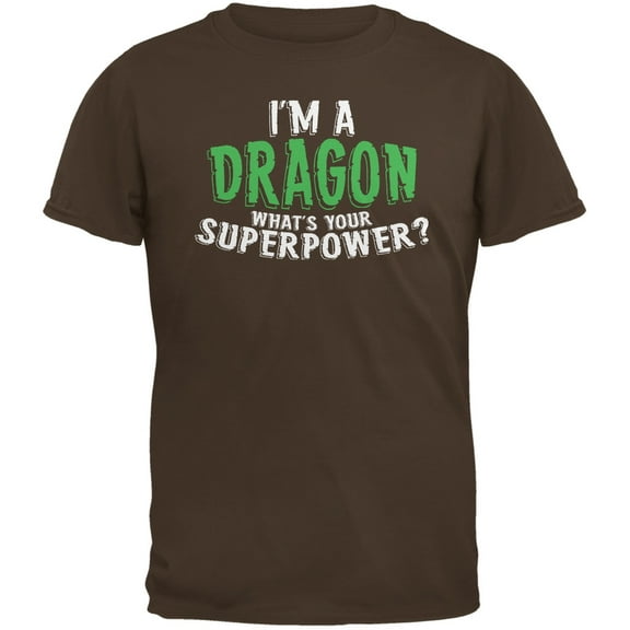 I'm A Dragon What's Your Superpower Brown Adult T-Shirt - 2X-Large