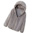 thumbnail image 2 of Wiyuqeen Womens Fuzzy Faux Fur Jacket Soft Trendy Hooded Coats Women's 2024 Long Sleeve Zip Up Jackets Thermal Plain Outerwear Shaggy Warm Winter Clothes, 2 of 3
