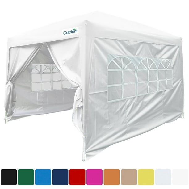 Quictent Silvox 10x10 Ez Pop Up Canopy Tent Commercial Gazebo Party Tent Portable Waterproof With Removable Sides Roller Bag White Walmart Com Walmart Com