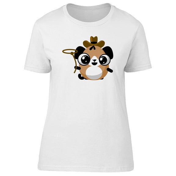 Cute Happy Cowboy Puppy Cartoon Tee Women's -Image by Shutterstock