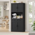 thumbnail image 2 of Homfa 71" Farmhouse Kitchen Pantry Storage Cabinets with 2 Drawers and Adjustable Shelves, Wood Tall Hutch Storage Cabinet for Dining Room, Black, 2 of 7