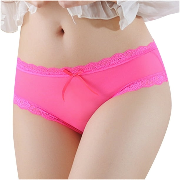 QTBIUQ WomenLingerie Thongs Panties Ladies Hollow Out Underwear(Hot Pink,S)