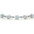 thumbnail image 3 of 925 Sterling Silver Sky Blue Aquamarine and White Lab Grown Diamond and Moissanite Tennis Bracelet for Women | 3.65 Cttw | Gemstone March Birthstone | Oval 7X5MM | Fully Adjustable 10 inch, 3 of 6
