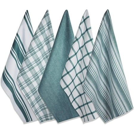 

Assorted Woven Kitchen Dishtowel Set 18x28 Teal 5 Piece