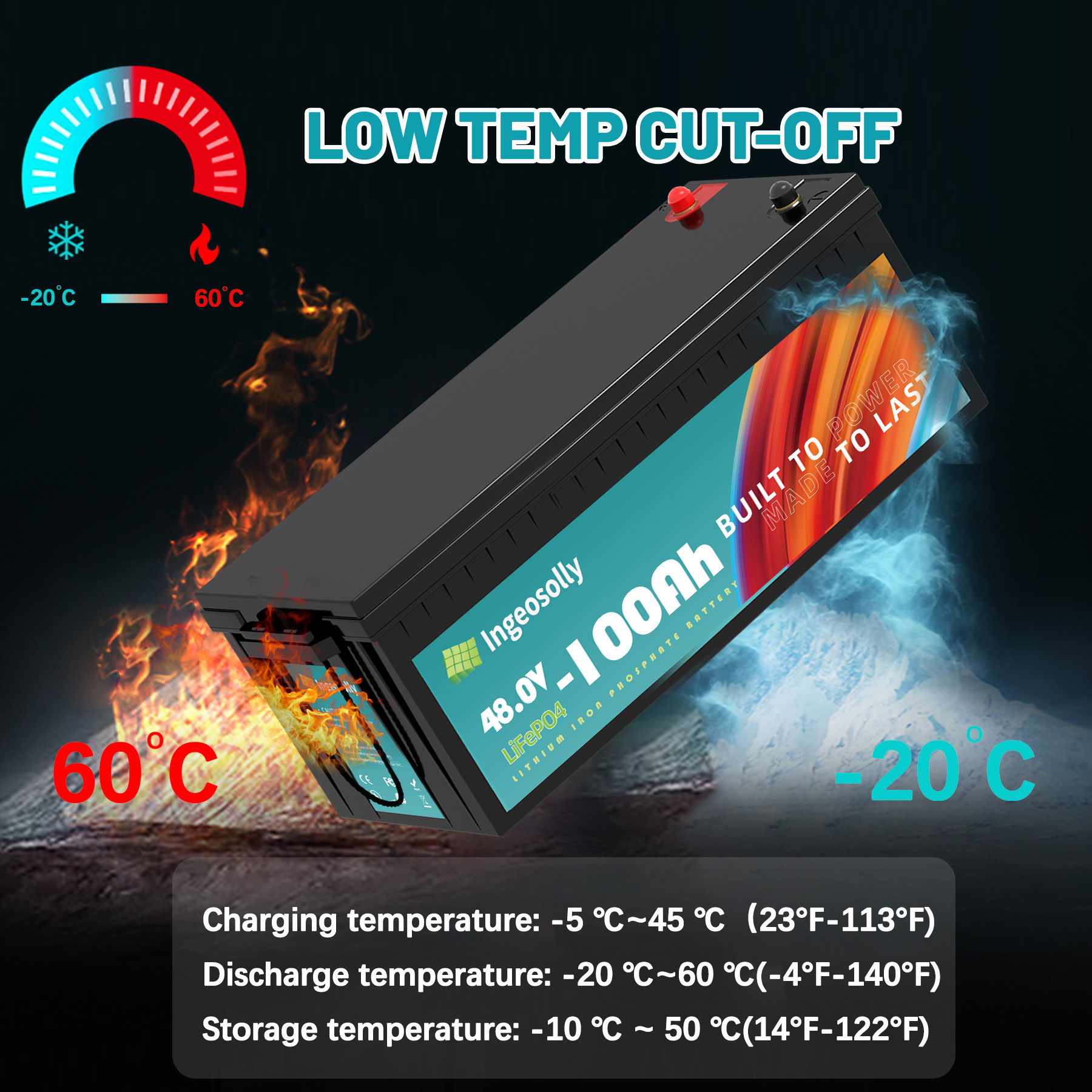 48V 100Ah LiFePO4 Golf Cart Battery,200A BMS,15000 Deep Cycles & 10-Year Lifespan,Ingeosolly Lithium Battery for RV,Marine,Solar,Trolling Motor,Golf Cart
