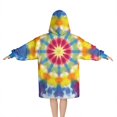 thumbnail image 2 of Colorful Rainbow Tie Dye Spiral Pattern Blanket Hoodies for Kids 6-13YR Oversize Wearable Blanket Hoodies for Boys Girls Teens, 2 of 7