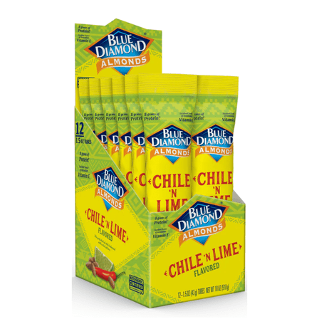 Blue Diamond Crunchy Chile N Lime Snack 1.5oz Tubes, Tangy, 12 Count