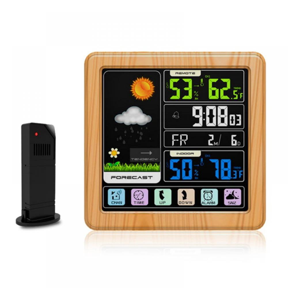 KEINXS Full Weather Clock Weather Station Indoor Outdoor Color Display Weather Atomic Clock