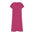 thumbnail image 4 of Unir Women's Summer Maxi Dress, Solid Color Eyelet Short Sleeve V-Neck Casual Dress for Daily & Travel, 1PC, S-XXL, 4 of 4