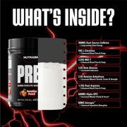 NutraBio PRE Workout Powder - New Formula- Sustained Energy, Mental Focus, Endurance - Beta Alanine, Caffeine, Electrolytes - 20 Servings - Paradise Punch