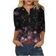 thumbnail image 2 of ICHUANYI Clearance Women's Fashion Three Quarter Sleeve Retro V-Neck Easter Printed Loose Tops Blouse(Black, S) ICHUANYI WER2023081510382, 2 of 5