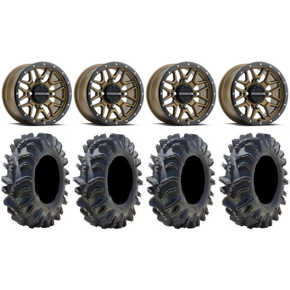 Raceline Krank 14" Bronze Wheels 29.5" Terminator Tires Kawasaki Mule Pro FXT