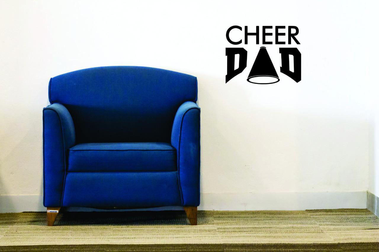 Design with Vinyl Moti 2688 2 Decal Cheer Dad Sports Father Son Daughter Boy Girl Teen Color Peel & Stick Wall Sticker Black Size 16 Inches x 16 Inches 