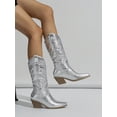 thumbnail image 2 of Women's Fashionable Over The Knee Western Boots With Chunky Heel And Embroidery Detail, Autumn & Winter, 2 of 4