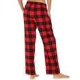 thumbnail image 3 of TWZH Women Plaid Print Elastic Waist Wide-Legged Checkered Pants with Pockets, 3 of 3