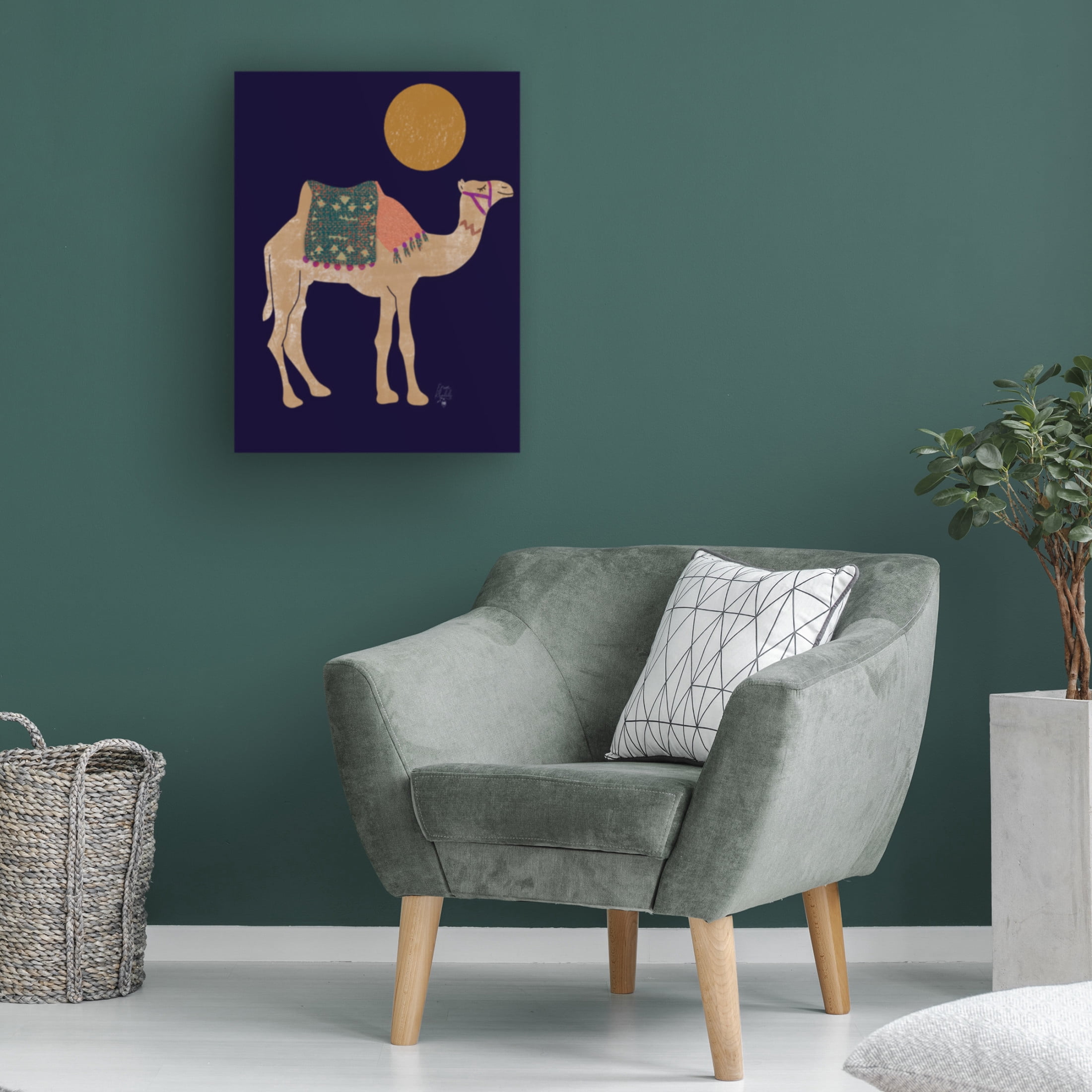 Trademark Fine Art Erum Khalili Camel and Moon Canvas Wall Art