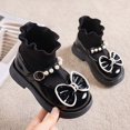 thumbnail image 6 of LYHao Girls' Bow Pearl Short Boots For Kids Cozy Lined Ballet Style Slip On Winter Footwear For Girls ,Girls Boots Sizes 7 Black(18-24 Months), 6 of 6