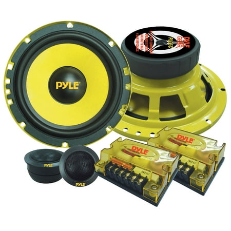 PYLE PLG6C - 2-Way Custom Component Speaker System - 6.5” 400 Watt Component with Electroplated Steel Basket, Butyl Rubber Surround & 40 Oz Magnet Structure - Wire Installation Hardware Set (Best High End 6.5 Component Speakers)