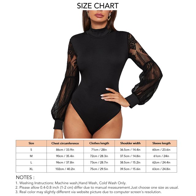 Body de cuello alto para mujer, Body de mujer con empalme de encaje, Body de mujer con cuello alto, Body de mujer resistente y sólido