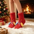thumbnail image 4 of FAIOROI Womens Fuzzy Socks Cute 3D Dog Cartoon Winter Warm Soft Plush Slipper Socks Christmas Gift Red Free Size, 4 of 6