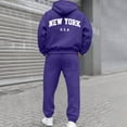 thumbnail image 2 of Men's Letter Print Hooded Sweatshirt Set Long Sleeve Casual Athletic Pullover Outfit, 2 of 7