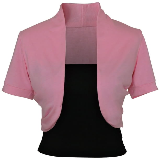 Faship 2 Pieces Stretch Short Sleeve Bolero Shrug Cardigan & Tube Top