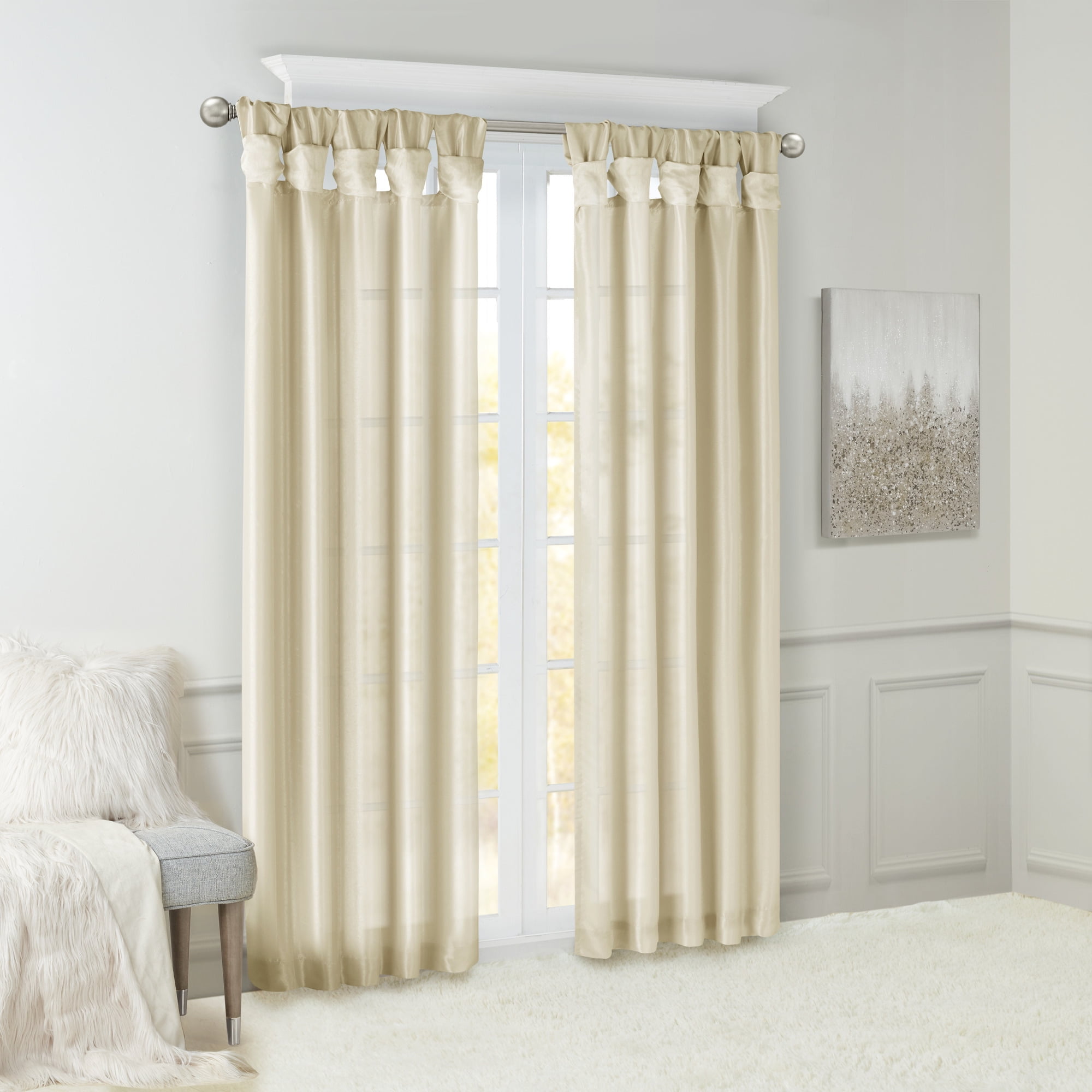 Twist Tab Lined Window Curtain Panel Champagne 50"x95"