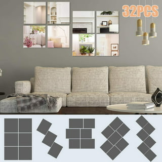 Glass Mirror Tiles Wall Sticker Square Self Adhesive Furniture Films Stick  On Art 20X7.87/11.81X11.81inch Square Mirror Foil Home Decor