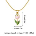 thumbnail image 6 of DLQT #5 Purple And White Romantic Flower Tulip Clavicle Necklace, 6 of 7